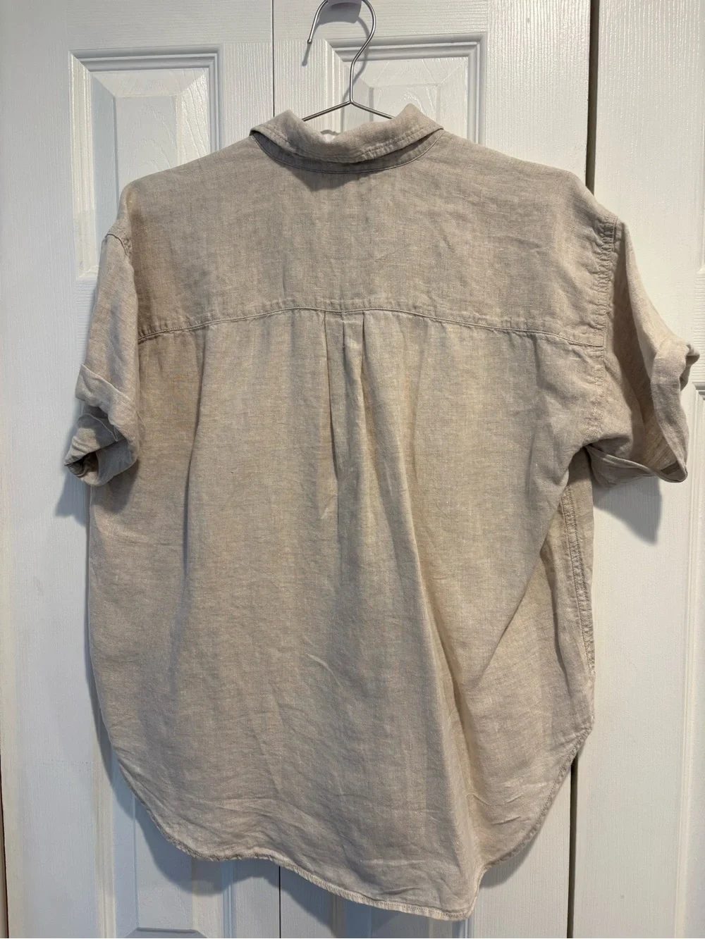 J Crew — Women’s Casual Beige Linen Short-Sleeve Shirt